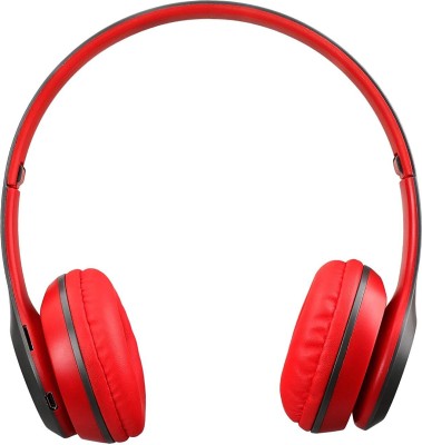 XITARA NEW Wireless Bluetooth Headphone with Mic and FM SD CARD SLOT Bluetooth(Red, On the Ear)