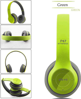 RENTOOR BEST BRAND P47 Foldable Wireless Gaming/Gym/Dynamic Bass Sound Headphone Bluetooth(Green, On the Ear)