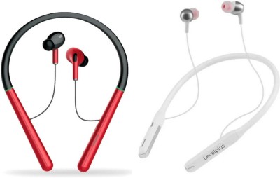LEVELPLUS Horizon & Magnus Neckband Combo 45 Hours Playtime Bluetooth Headset(Red, White, In the Ear)