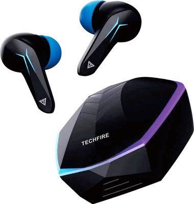 TECHFIRE Bullets 121 with Beast Mode(40ms Low Latency),RGB LEDs & 40 Hours Playback Bluetooth(Black Sabre, True Wireless)