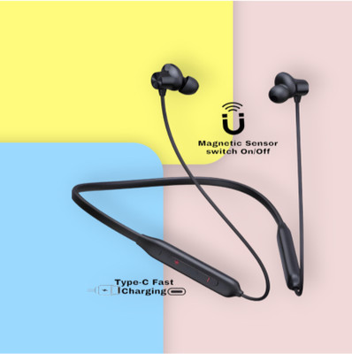 house of common Pro Neckband With Upto 48 Hours Playback & Fast Charging Earphone_R5_T2 Bluetooth & Wired(Black, In the Ear)