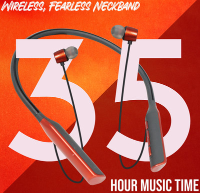 liluns 35 Hours with Fast Charging Bluetooth ,ASAP Charge & Quad Mic Bluetooth(Red, In the Ear)