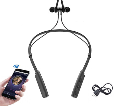 Worricow Bluetooth 5.2 Wireless Neckband,Deep Bass,Fast Charging TypeC Wireless Neckband Bluetooth(Black, In the Ear)