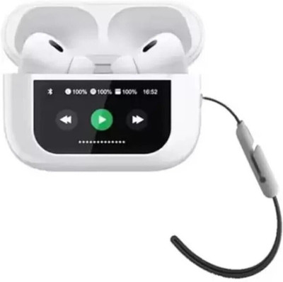 SAIBABA Earbud A9 Pro Earbuds Touch Display with ANC Working (wireless earphones) Bluetooth Gaming(White, True Wireless)