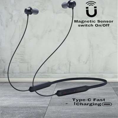house of common Pro Neckband With Upto 48 Hours Playback & Fast Charging Earphone_QH Bluetooth & Wired(Black, In the Ear)