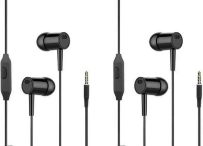 TSHIENTT Universal Wired In Ear Earphones With Mic For Cell Phones & Tablet (Pack of 2) Wired Headset(Black, In the Ear)