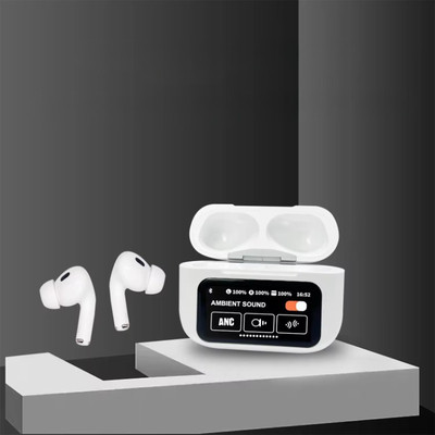 TreEye LCD Smart Touch Screen Bluetooth Display Earbuds TWS Cancelling Bluetooth(White, In the Ear)