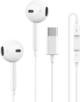 snowbudy iPhone 15 Pro Max Plus iPad Pro Wired USB Type-C Stereo Headphones Earphones Wired Headset(White, APPLE WIRED EARPHONE, In the Ear)