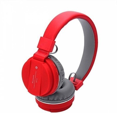Ancestors SH-12 Wireless Bluetooth Headphones Foldable Bluetooth & Wired Headset Bluetooth & Wired Headset(Red, True Wireless)
