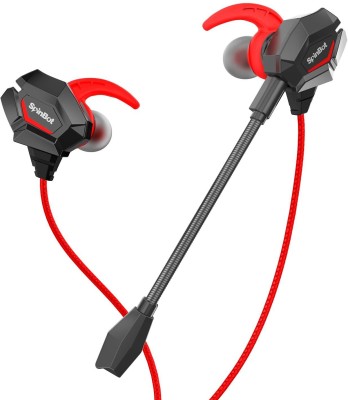 SpinBot BattleBudz W20 Earphones with Boom Mic for Mobiles,PC,Xbox,PS4 ,PS5 Wired Gaming(Red, Black, In the Ear)