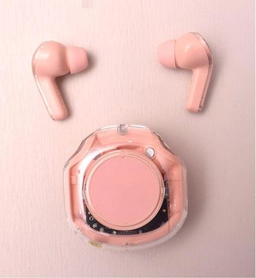 OXZYN TWS Earbud, Bluetooth Earbuds with Display, Transparent Design, 30 Hr Playtime Bluetooth Gaming(Peach, In the Ear)