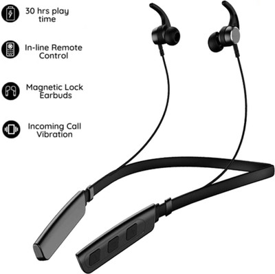 TABARET Bluetooth Neckband equipped with 10mm Drivers for Music Experience Bluetooth(Black, On the Ear)