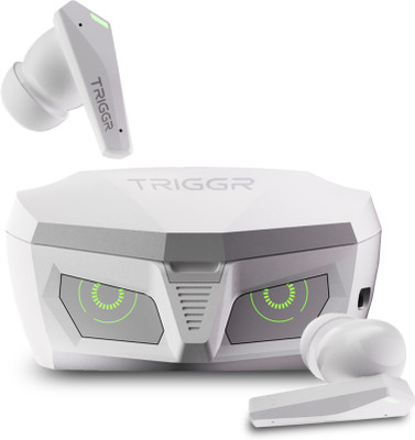 TRIGGR Kraken X1 with Battery Display, 40ms Latency, Quad Mic ENC, 40 Hr Battery, v5.3 Bluetooth Headset(White, True Wireless)