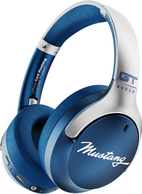 Boult Mustang Q 70Hrs Battery, ENC Mic, 40mm Bass Boosted Drivers, 4 EQ Modes, 5.4v Bluetooth & Wired(Blue, On the Ear)