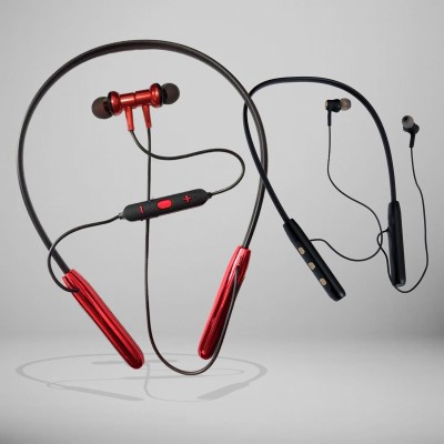 QuillQuarry combo 100 Hr Play Time High Bass Neckband Dynemic Looks Bluetooth Bluetooth(Black, Multicolor, In the Ear)