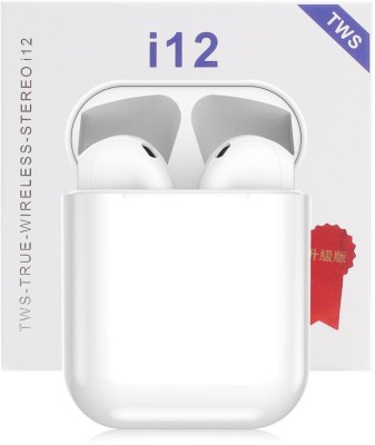 Techfly i_12 earbuds T_W_S True Wireless Bluetooth HEADPHONE Bluetooth Headset(White, True Wireless)