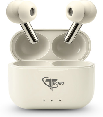 TECHIO Swift Buds Bluetooth Earbuds with 50H Playtime, Stereo Sound & Game Mode Bluetooth(White, True Wireless)