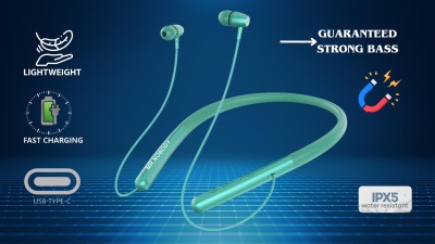 MR.NOBODY N40 40 HRS Playback,Fast Charging Technology,Waterproof,bluetooth neckband C100 Bluetooth Headset(Green, In the Ear)