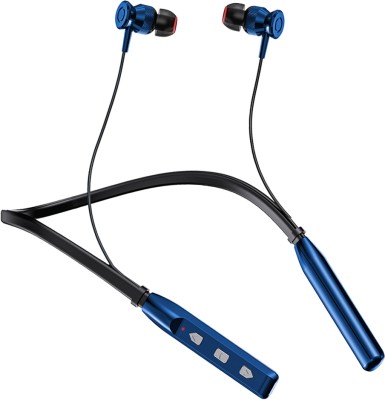 Ridamic Neckband hi-bass Wireless Bluetooth with ASAP Charge Bluetooth Headset Bluetooth Headset(Blue, In the Ear)