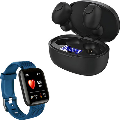 Elevea Combo C754 TWS Wireless Earbud & Bluetooth Fitness Smartwatch 15 Years Warranty Bluetooth(Black, In the Ear)