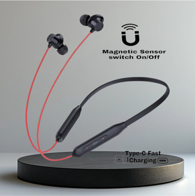 TWS Pro Neckband With Upto 58 Hours Playback & Fast Charging Earphone_4R Bluetooth & Wired(Red, In the Ear)