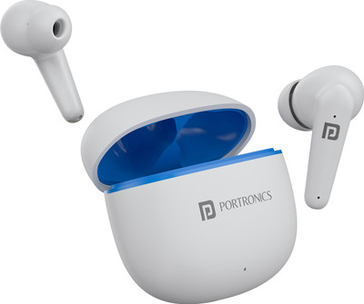 Portronics Harmonics Twins S10 Earbuds With Game/Music/Bass/Mode,30H Playtime,BT5.3V, Smart Bluetooth(White, In the Ear)