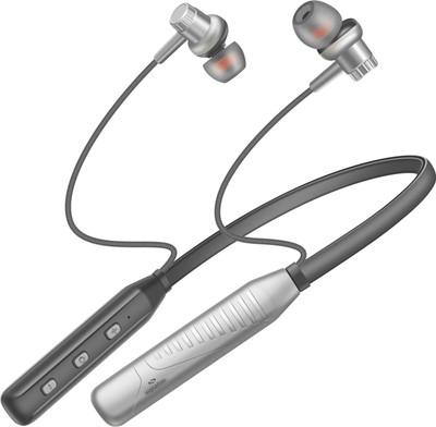SIGNATIZE Neckband Bluetooth Headphones with 52 Hours Playtime with 10mm Drivers, BT 5.3v Bluetooth & Wired(Silver, In the Ear)