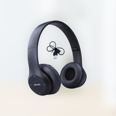 AIZINA Bluetooth Over-Ear Headphones for Entertainment with Heavy Bas_HS Bluetooth & Wired(Black, On the Ear)