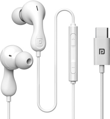 Portronics Conch Kappa in Ear Type C Wired Earphones with In Line HD Mic,Powerful Audio Wired(White, In the Ear)