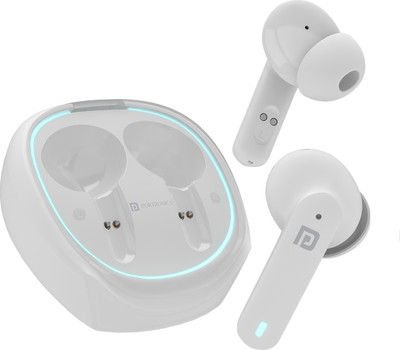Portronics Harmonics Twins S11 in Ear TWS Earbuds, 30Hrs Playtime, Quad Mic, Game Mode, ENC Bluetooth(White, In the Ear)