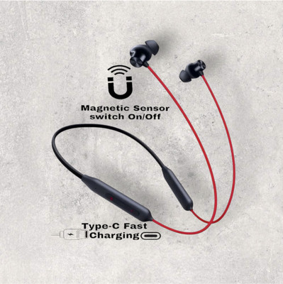 GDS Long Battery Life, High Bass/Sound, Dual Mic, Magnetic On/off, ENC Bluetooth_5S Bluetooth & Wired(Red, In the Ear)