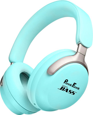 PunnkFunnk Bass Over-Ear Wireless Bluetooth Headphones | Noise Cancellation, 60H Battery, Wired(LakeBlue, On the Ear)