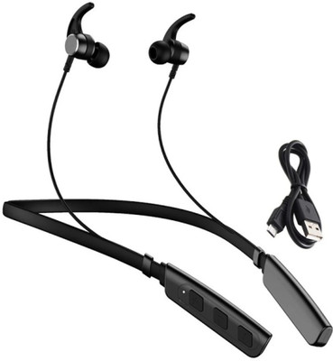 FITRIC Upgraded Latest Wireless Stylish Neckband With Deep Bass Bluetooth(Black, In the Ear)