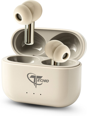 Techio Buds Xero True Wireless Earbuds P3 with Deep Bass & Type-C Fast Charging Bluetooth(White, True Wireless)