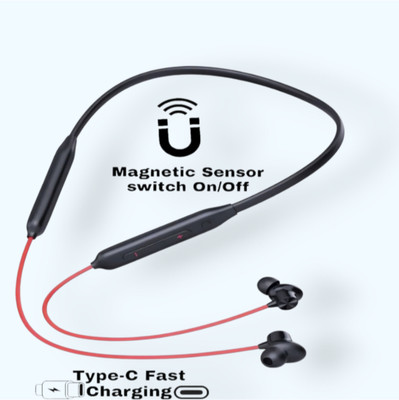 house of common Gaming Neckband With 58 Hrs Playtime, ENC, Fast Pairing Earphone_VZ Bluetooth & Wired(Red, In the Ear)