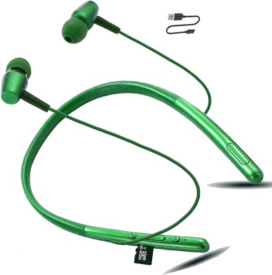 ZTNY Headphones Style Stereo Sport Headset Wireless Earphone Neckband Bluetooth Headset(GREEN, Enhanced Bass, TF Card Support, Immersive LED Lights, In the Ear)