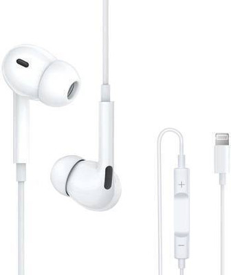 X88 Pro Lightning Headphones Stereo Sound, Noise Isolation With Inline Controls Wired(White, In the Ear)