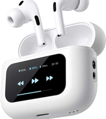 Sanvi Traders Display earbuds Touch Screen Bluetooth Earbuds TWS ANC+ENC Bluetooth(White) Bluetooth(White, True Wireless)