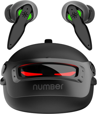 Number Super Buds Pro GT9 Helmet MEMS ENC Gaming TWS, 48 Hrs Battery, 40ms Low Latency Bluetooth(Commando Black, True Wireless)