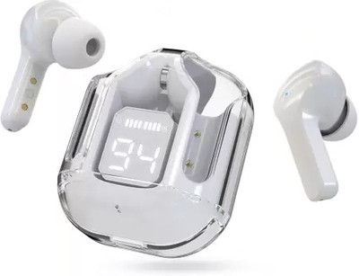 EYNK Latest M-PODS 30H Playtime,V5.3 Low latency ,transparent Case,Noise Cancelling Bluetooth(White, True Wireless)