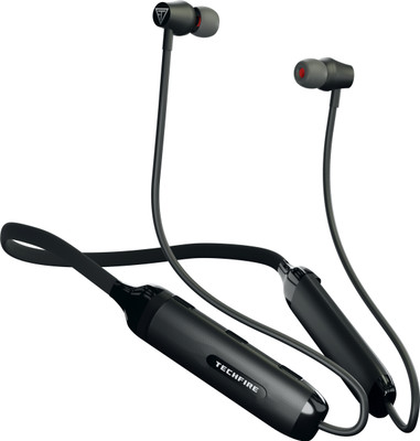 TECHFIRE Wireless Neckband with FastCharge,40Hrs playtime, Earphones with mic Bluetooth(Black, In the Ear)