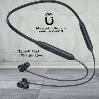 AIZINA Pro Neckband With Upto 48 Hours Playback & Fast Charging Earphone_HZ Bluetooth & Wired(Black, In the Ear)