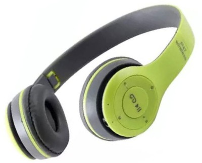 Techpunch ULTRA HD SOUND QUALITY WIRELESS HEADPHONE FOR GAMING & MUSIC HANDS FREE CALLING Bluetooth & Wired Headset(Green, On the Ear)