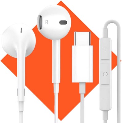 Bxeno Type C Handsfree with Mic for Xiaomi Redmi 11 prime/ 11T /note 10t/ 12c[XI] Wired Headset(White, In the Ear)