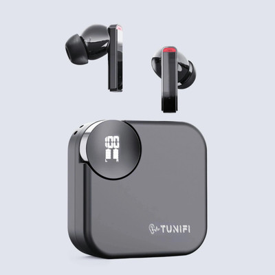 GWALBROS Buds 42 dB Active ise Cancllation, Ultra Bass Technology, 30 Hrs playtime Bluetooth Gaming(Grey, True Wireless)