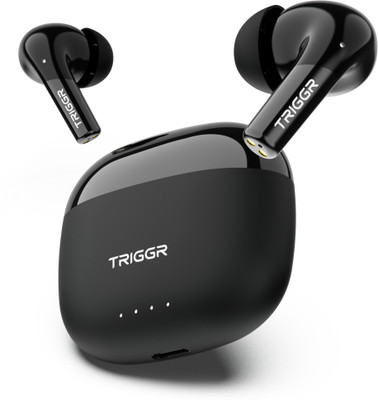 TRIGGR Opus with Latest BT v6.0, Dual Pairing, Chrome Lid, Rubber Finish, 40Hr Playtime Bluetooth(Phantom Black, In the Ear)