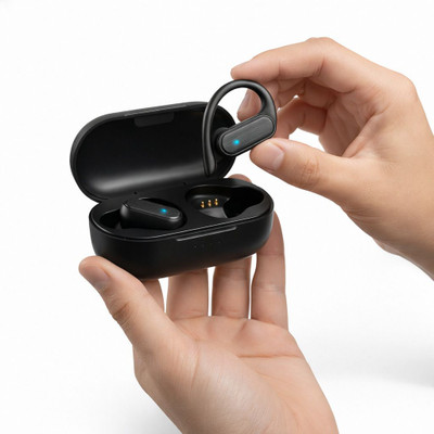 Teckily Zenyx ANC Open Ear Wireless Earbuds | Fast Charging | 10 MM Driver Bluetooth(Black, True Wireless)