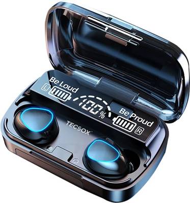 TecSox Max 10 True Wireless Earbud with Charging Case|50hrs PlayTime | IPX Bluetooth Headset