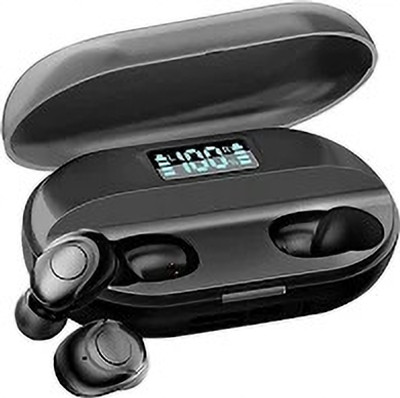 YAROH T2_VP_13Earbuds 5.0 Wireless earphone CVC8.0 noise cancelling with power bank Bluetooth without Mic(Black, In the Ear)