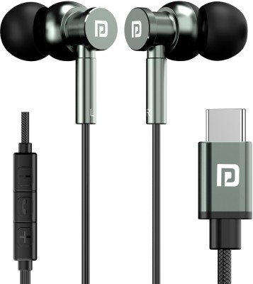 Portronics Conch Tune C Type C Earphone with mic, In-Line Controls, 1.2M Tangle Free Wired Headset(Grey, In the Ear)
